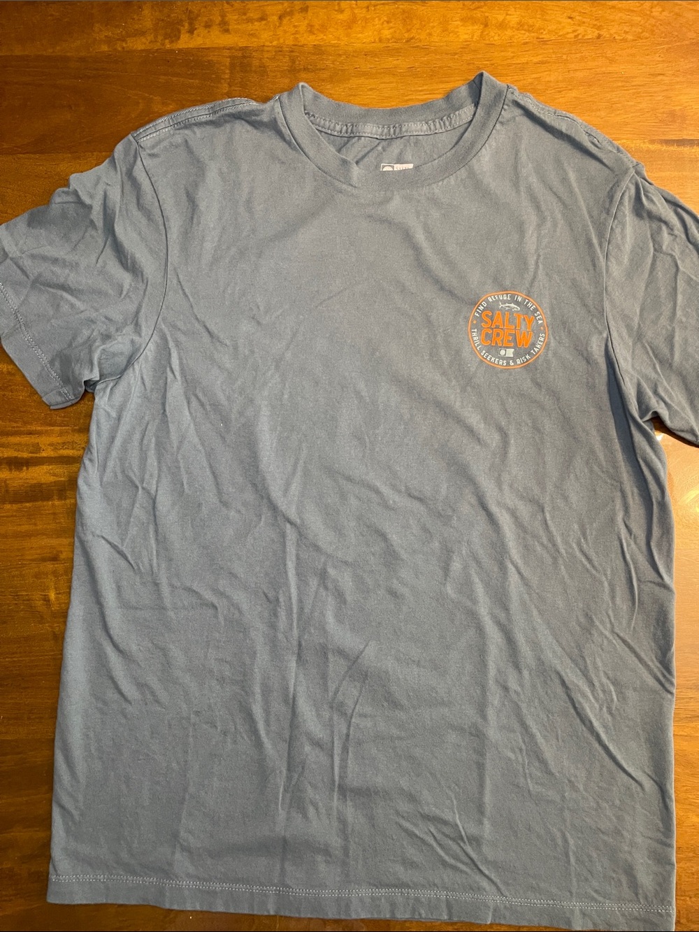Salty Crew Men’s Short Sleeve Tee — Slate Blue with Orange Logo